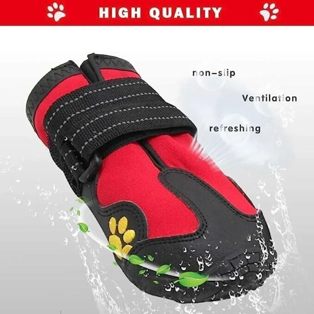 PK.ZTopia Dog Boots Waterproof Rain Boots Dog Booties Reflective Rugged size 4